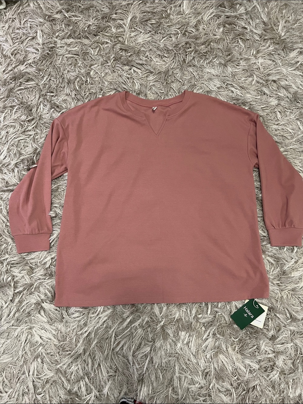 HALARA Long Sleeve Crewneck Shirt in Dusty Rose